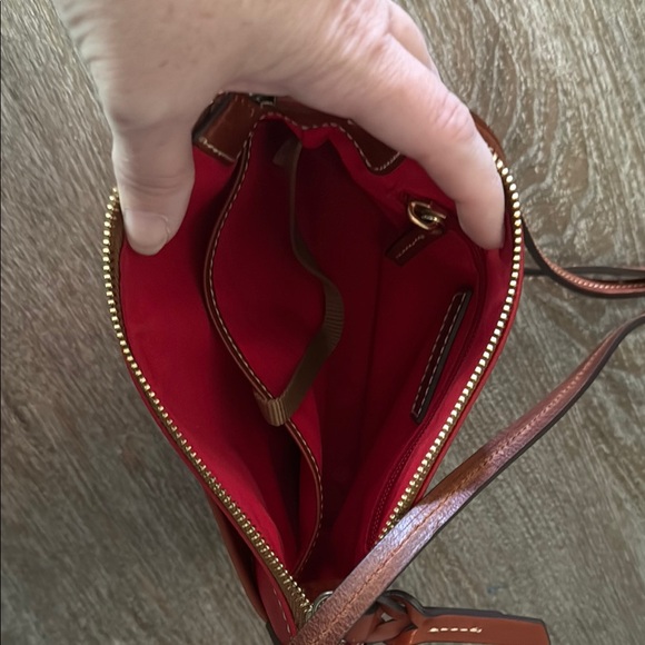 Dooney & Bourke Red and Brown Crossbody Bag with Gold Accents - Picture 2 of 2
